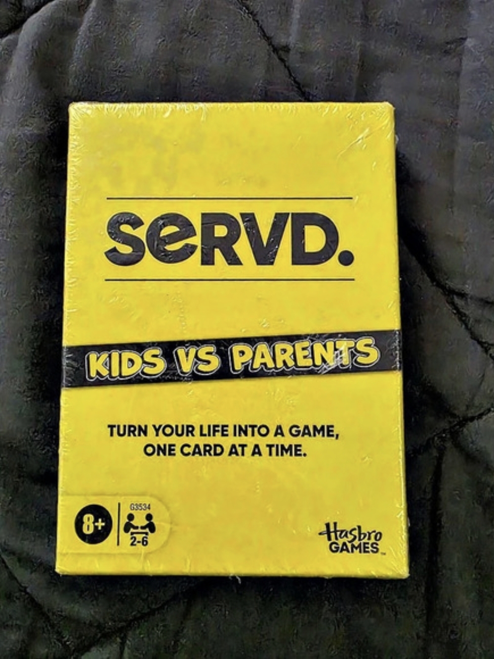 Hasbro Games Servd. Kids vs Parents Card Game NWT Yellow & Black